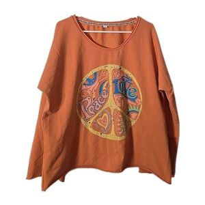 Exclusive ❤️ Long Sleeve Blouse With Peace & Love On The Front Blouse Size XXL